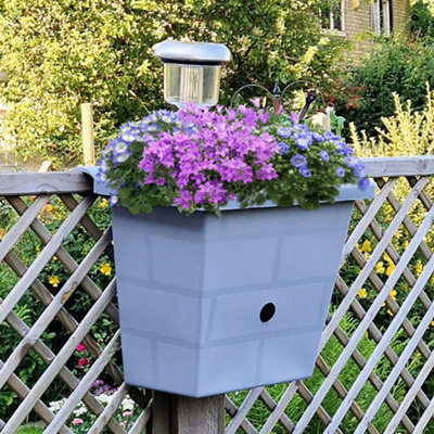 You Garden Yougarden 3-In-1 Fence Planter, Birdbox And Solar Light, Go Illuminest Brown, 6 Litre Planter - image 1
