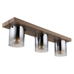 Luminosa Lighting Luminosa Underwood Shade Cluster Ceiling Light Wood Look Dark Smoke Glass Shade 3X E27 - thumbnail 2