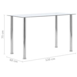 Vidaxl Dining Table Transparent 120X60X75 Cm Tempered Glass - thumbnail 5