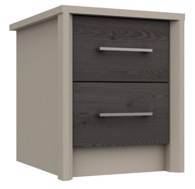 Burlington 2 Drawer Bedside Chest - Fired Earth And Anthracite Larch On Express Delivery And Ready Assembled