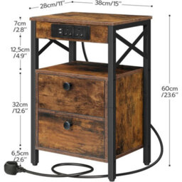 Bedside Table With Charging Station Side Table End Table Coffee Table - thumbnail 2