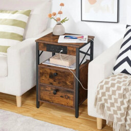 Bedside Table With Charging Station Side Table End Table Coffee Table - thumbnail 1