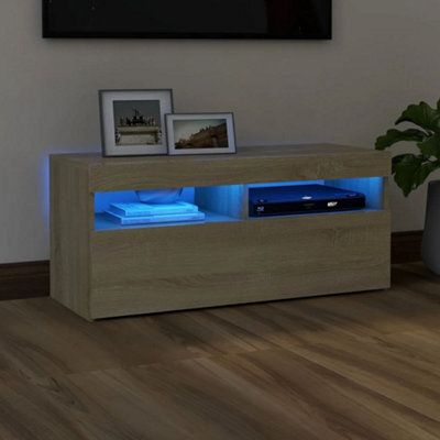 Vidaxl Tv Cabinet With Led Lights Sonoma Oak 90X35X40 Cm - image 1