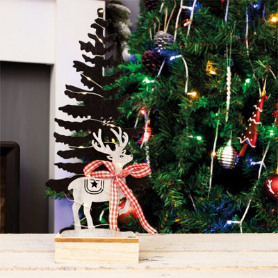 Netagon Christmas Battery Powered Wooden Light Up Christmas Tree Ornament - image 1