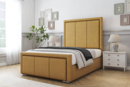 "Sloomy Lancaster Mustard Plush Bed Frame With Mattress With 50"" Upholstered Headboard 2'6 Small Single" - thumbnail 2