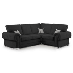 Furnishings For Less UK Milan 4 Seater L Shaped Corner Sofa Full Back Chesterfield Arms Black Right Hand Facing - thumbnail 1