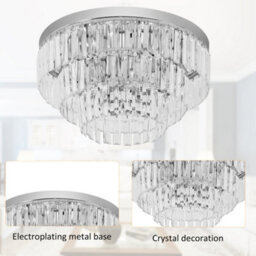 Homcom Set Of 2 Crystal Ceiling Lights Modern Chandeliers W/ 7 E14 Fitting - thumbnail 4