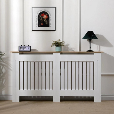 Designs Large Radiator Cover Vertical Slat White/oak - image 1