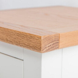 Farro White 36Cm Lamp Side Table With Drawer - Painted With Oak Top - Fully Assembled By Roseland Furniture - thumbnail 3