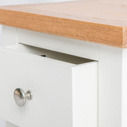Farro White 36Cm Lamp Side Table With Drawer - Painted With Oak Top - Fully Assembled By Roseland Furniture - thumbnail 5