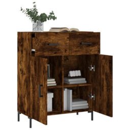 Berkfield Modern Sideboard Smoked Oak 69.5X34X90 Cm Engineered Wood - thumbnail 4