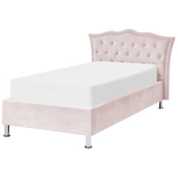 Beliani Ottoman Bed Velvet Metz 90 X 200 Cm (Eu Single) Pastel Pink - thumbnail 6
