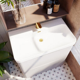 Balterley Dunwood Modern Bathroom Floor Standing 2 Drawer Vanity Unit & Ceramic Basin, Satin Grey, 800mm - thumbnail 3