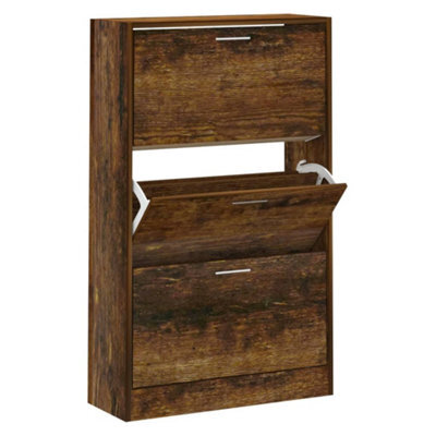 Berkfield Modern Shoe Cabinet Smoked Oak 63X24X103 Cm Engineered Wood