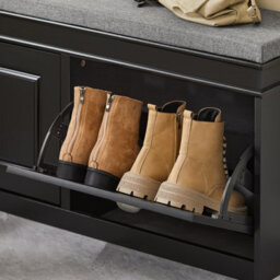 Sobuy Shoe Cabinet With 2 Flip Drawers 40.9X9.4X20.1 Inch Load Capacity 150 Kg Fsr64-Sch - Black - thumbnail 4