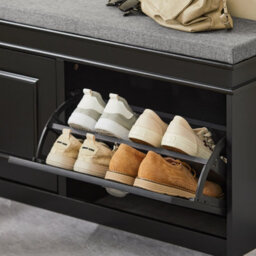 Sobuy Shoe Cabinet With 2 Flip Drawers 40.9X9.4X20.1 Inch Load Capacity 150 Kg Fsr64-Sch - Black - thumbnail 5