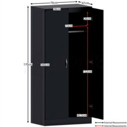 Black-Bedroom Furniture Set 3 Pcs Chest Of Drawers Wardrobe Bedside - thumbnail 2