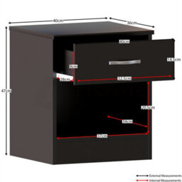 Black-Bedroom Furniture Set 3 Pcs Chest Of Drawers Wardrobe Bedside - thumbnail 3