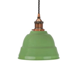 Mint Green Lincoln Painted Dome Pendant Light With Antique Copper Lamp Holder And Black Twisted Cable - Se Home - thumbnail 1