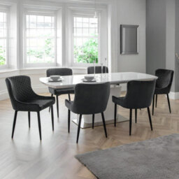 Oakham Cromwell Premium Grey Velvet Dining Chairs - Set Of 2 - thumbnail 6