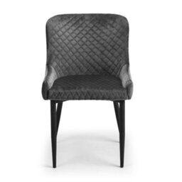 Oakham Cromwell Premium Grey Velvet Dining Chairs - Set Of 2 - thumbnail 3