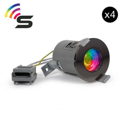 4 Pack - Black Nickel Gu10 Fire Rated Smart Led Downlight - Ip65 - Se Home - image 1