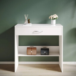 White High Gloss Vanity Desk Drawers - thumbnail 1