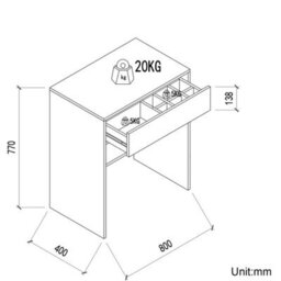 White High Gloss Vanity Desk Drawers - thumbnail 2