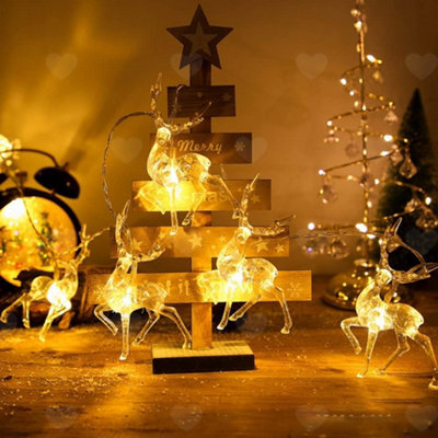 Amorly Christmas Reindeer Fairy String Lights, 10Led Warm White Battery Powered Lights, Lovely Indoor Illumination For Xmas Home Festive - image 1
