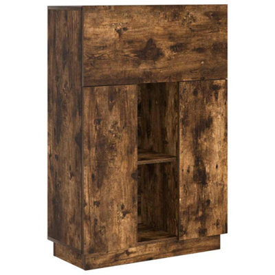 Berkfield Modern Smoked Oak Writing Desk Smoked Oak Engineered Wood Standard