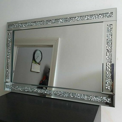 Biznest Crushed Jewel Wall Mirror Loose Diamante Home Decor Mirror Gift (40X60 Cm) - image 1