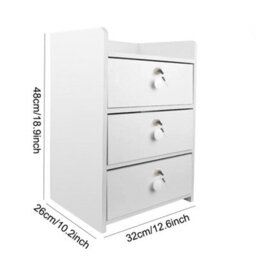 3 Drawer Wooden Bedroom Bedside Cabinet Furniture Storage Nightstand Side Table - thumbnail 2