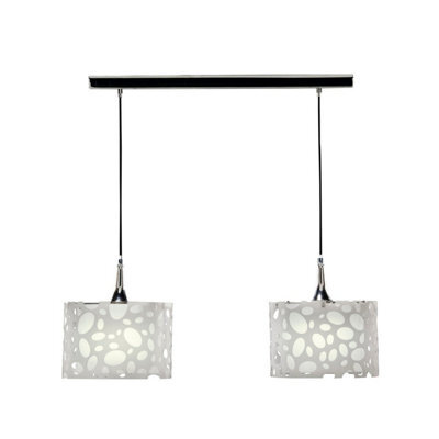 Luminosa Lighting Luminosa Lupin Linear Pendant 2 Light E27 Line, Gloss White/polished Chrome - image 1