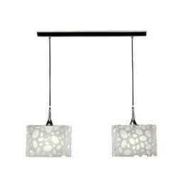 Luminosa Lighting Luminosa Lupin Linear Pendant 2 Light E27 Line, Gloss White/polished Chrome - thumbnail 1