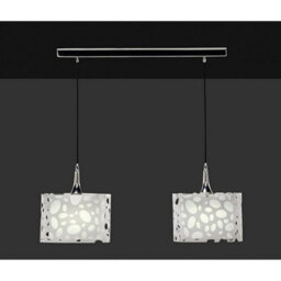 Luminosa Lighting Luminosa Lupin Linear Pendant 2 Light E27 Line, Gloss White/polished Chrome - thumbnail 2