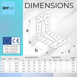 DIYUK Angle Bracket 70X70X55X2.5mm ( Pack Of: 5 ) Heavy Duty Galvanised Steel Metal Corner Braces For Joining, Bracing - thumbnail 3