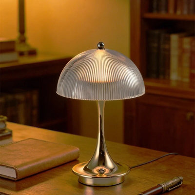 Amorly Led Small Table Lamp,mushroom Shape Rechargeable Portable Bedroom Bedside Ambient Lights For Bedroom Living Room Study Gold - image 1