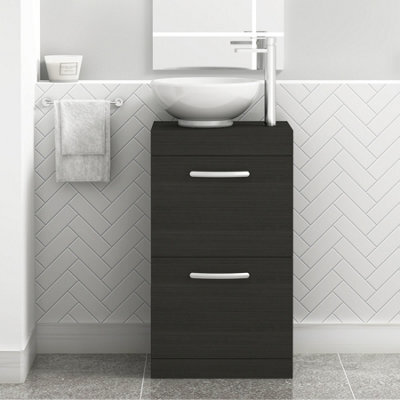 Royal Bathrooms 500mm Floor Standing Vanity Unit 2 Drawer Hale Black & Countertop Basin - Breeze - image 1
