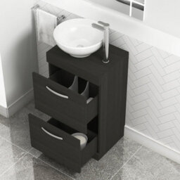 Royal Bathrooms 500mm Floor Standing Vanity Unit 2 Drawer Hale Black & Countertop Basin - Breeze - thumbnail 3