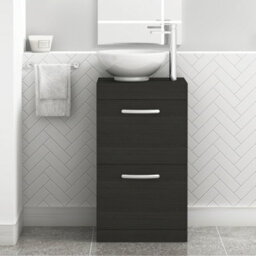 Royal Bathrooms 500mm Floor Standing Vanity Unit 2 Drawer Hale Black & Countertop Basin - Breeze - thumbnail 1
