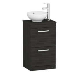 Royal Bathrooms 500mm Floor Standing Vanity Unit 2 Drawer Hale Black & Countertop Basin - Breeze - thumbnail 4