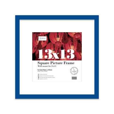 "13X13"" Blue Picture Frame - 13X13"" Square Frame With 11X11"" Mount For 13X13""/11X11"" Pictures Art Deco Style Room Decor, 1 Pack" - image 1