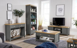 Home Source Avon 2 Door With Undershelf Storage Wide 36mm Thick Top Tv Unit Stand Graphite - thumbnail 2