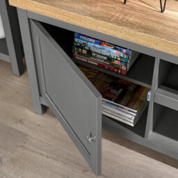 Home Source Avon 2 Door With Undershelf Storage Wide 36mm Thick Top Tv Unit Stand Graphite - thumbnail 4