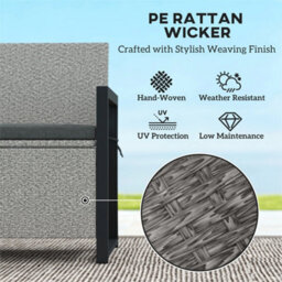 Rattan Garden Bench With Storage, Inner Bag, 151.5L Outdoor Bench - thumbnail 4
