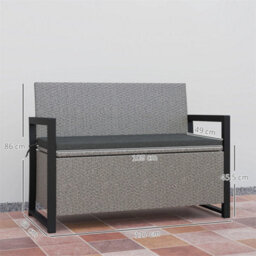 Rattan Garden Bench With Storage, Inner Bag, 151.5L Outdoor Bench - thumbnail 2