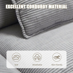 Abrihome Oversized 2 Seater Corduroy Sofa, Deep Seat Loveseat With Pillows, Modern Comfy Couch For Living Room, Apartment, Light Gray - thumbnail 3