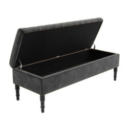 Safar 180Cm Ottoman Storage Bench - Plush Velvet Shoe Bench - Steel Grey Lined Upholstery Storage Footstool - thumbnail 5