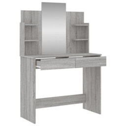 Berkfield Dressing Table With Mirror Grey Sonoma 96X39X142 Cm - thumbnail 5