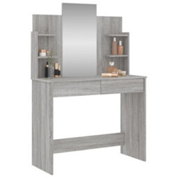 Berkfield Dressing Table With Mirror Grey Sonoma 96X39X142 Cm - thumbnail 3